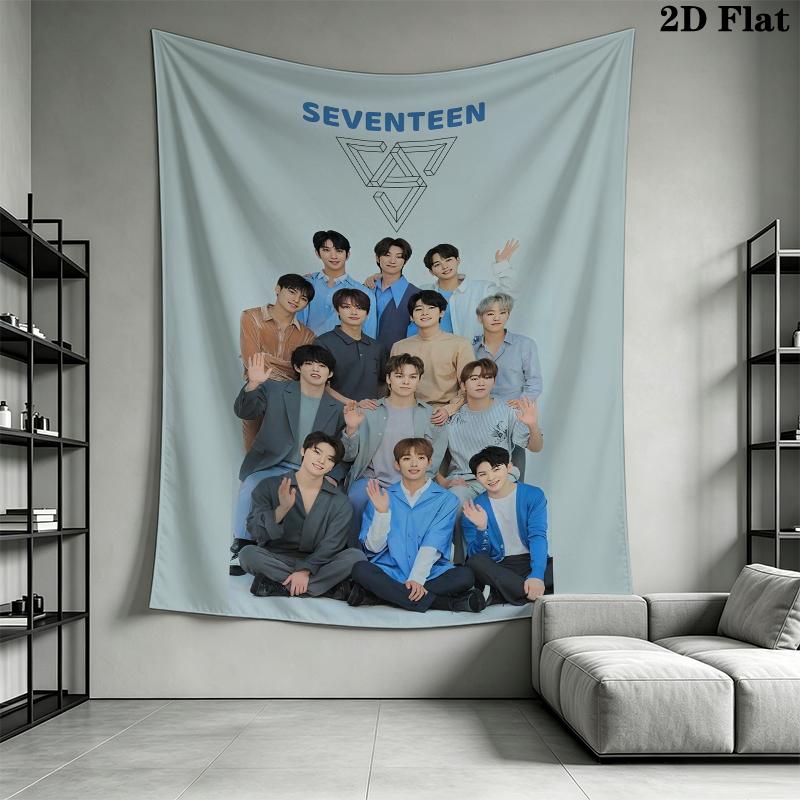 SEVENTEEN Wall Tapestry Aesthetic Wall Hanging Printed Fabric Blanket Decorative Tapestries for Bedroom Living Room Home Decor