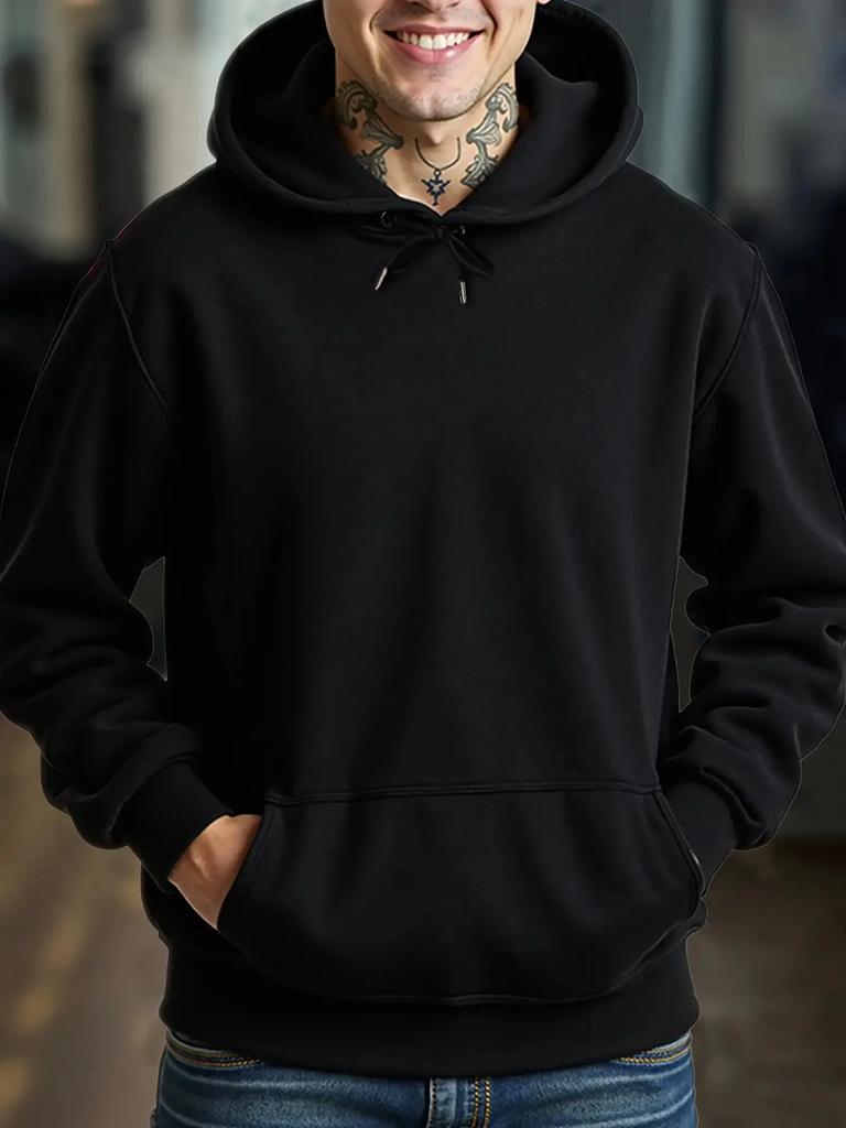 Halloween Pumpkin Hoodie - Black Hooded Sweatshirt with "The for Man Behind The Pumpkin" Graphic, Cozy Fleece-Lined Interior