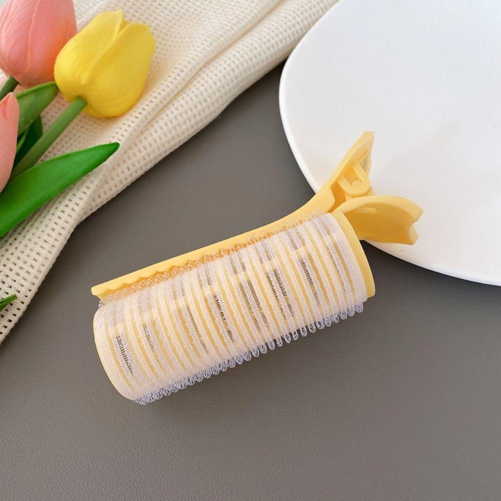 

Натуральные пушистые клипсы для ленивой челки, роликовые самоклеящиеся женские бигуди для волос, парикмахерские услуги жёлтый