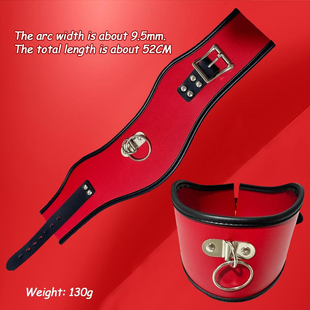 MFMYEE BDSM Bondage Leather Red Roleplay SM Sex Toy Women's Collar, - O-Ring, Collar,