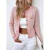 Women's Cardigans - Women's Long Sleeve Button Cropped Knit Cardigan, Elegant Tweed Style Short Sweater Coat, Daily Fashion Outerwear Women