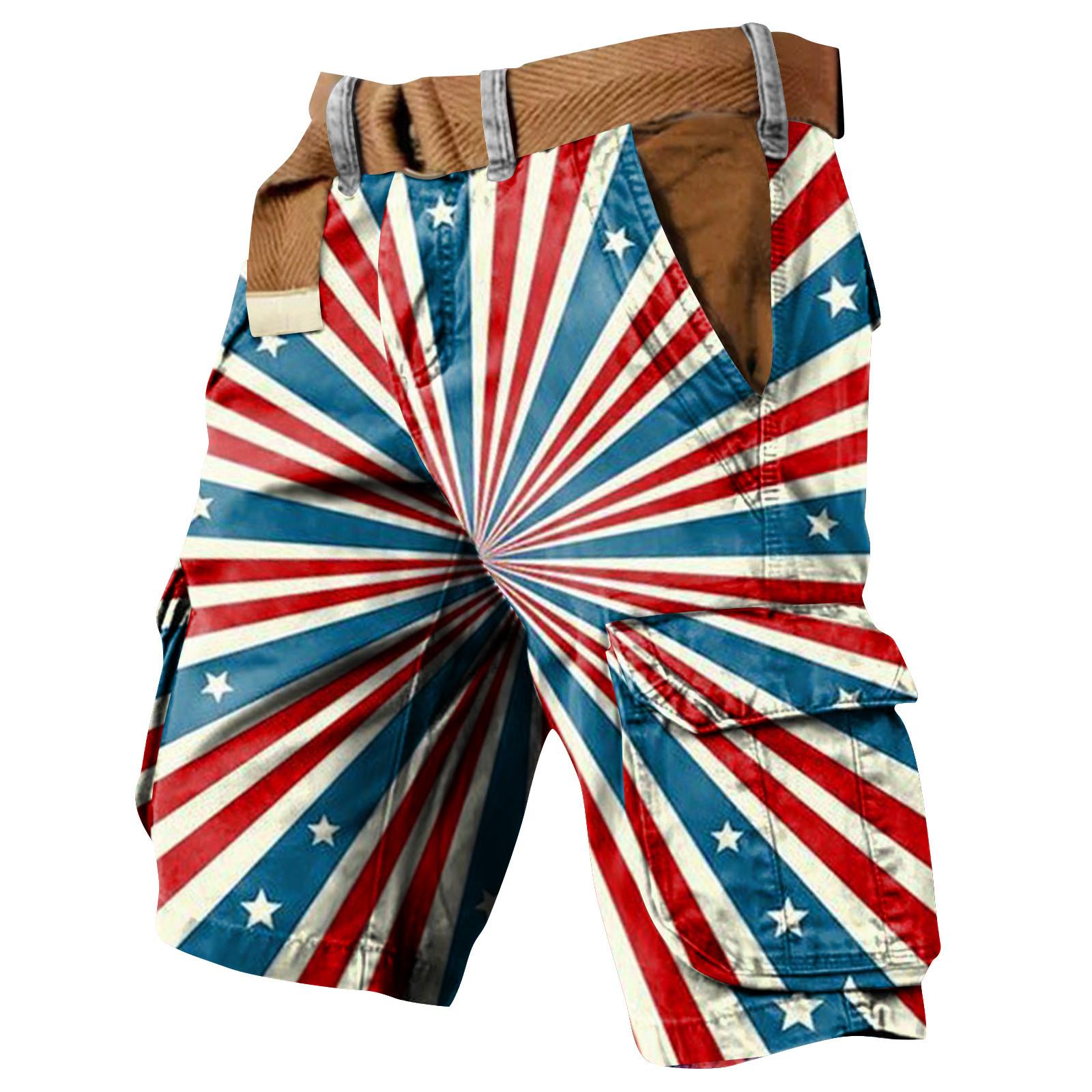 

Men s Independence Day Printed Multi Pocket Workwear Shorts XL