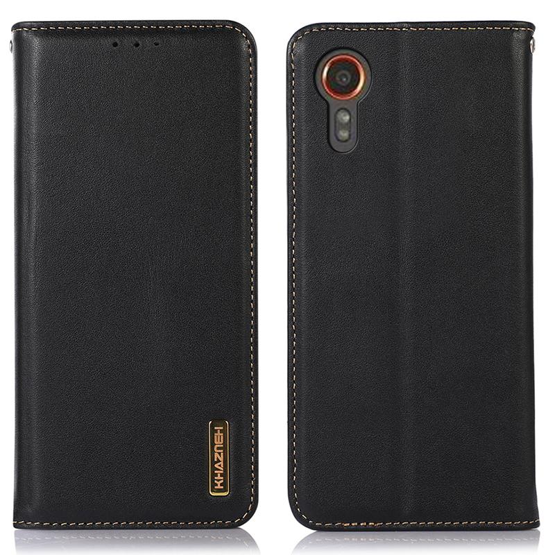 For Samsung Galaxy Xcover7 Genuine Cow Leather Case Phone Wallet Stand