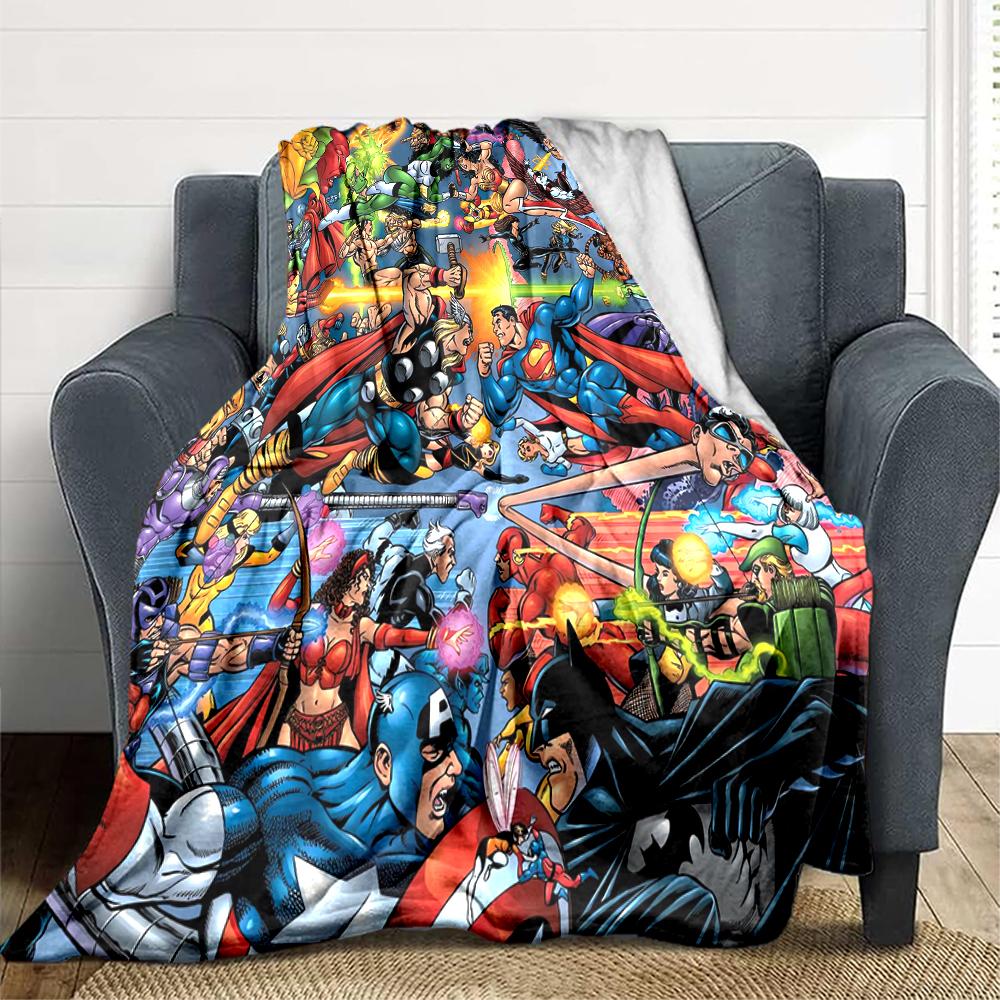 1Pc Superhero Comic Collage Blanket Soft And Comfortable Casual Warm Camping Travel Christmas Halloween Xmas Gift M924373
