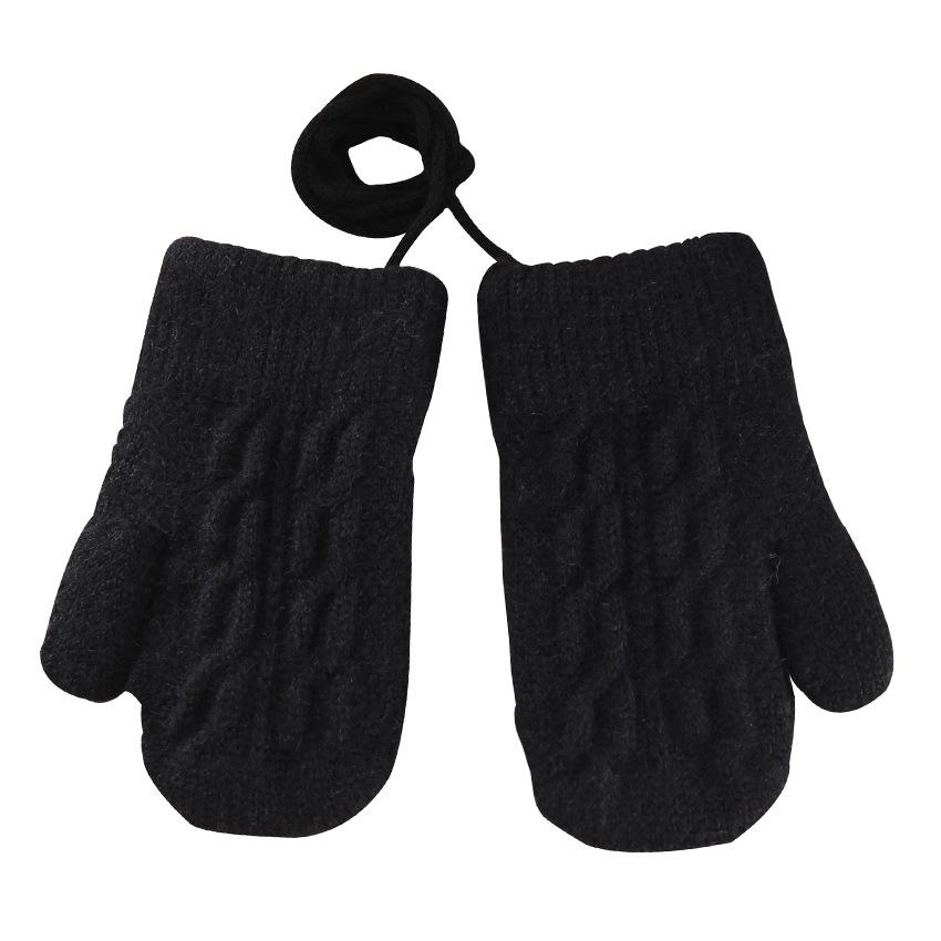 0-3 Years Kids  Warm Winter Knitted Wool Gloves - Double Layer, Solid Color 0-3 Years