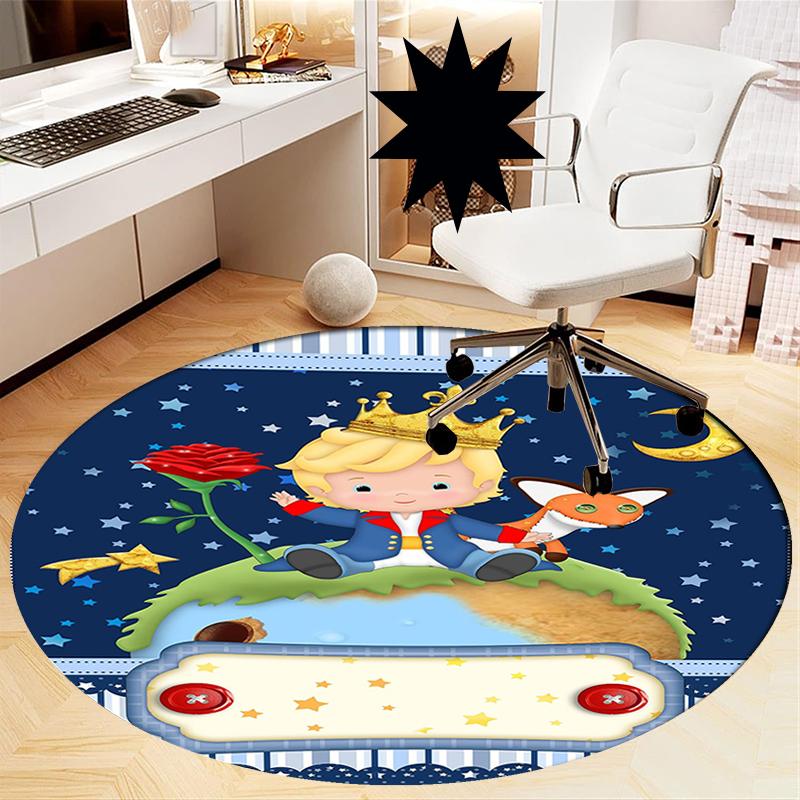 The Little Prince Printed Round Rug Carpet Chair Rug Area Rug Entryway Doormats,for Office Chair Living Room Bedroom Kitchen Room.