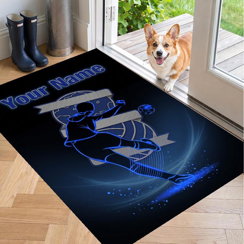 Custom Name Birmingham City Crystal Velvet Floor Rug Personalized Text Soft Carpet Home Decor