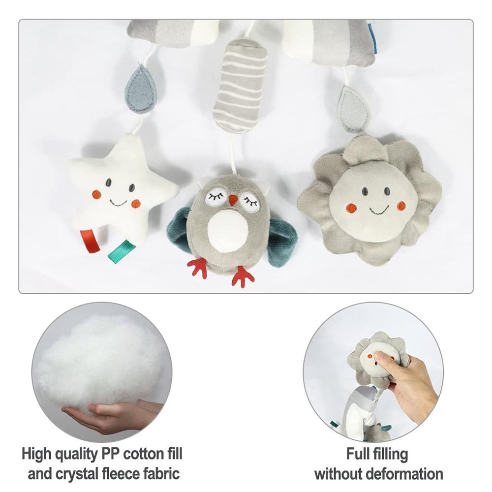 Clip on Hanging Plush Toy Stroller and Car Seat Sensory Activity Baby Toys with Wind Chimes and Jingle for Newborn Infant Gifts