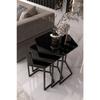 Master Hexagon Black Metal Black Glass 3-piece Nesting Table