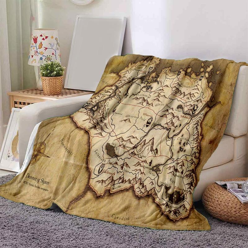 

Skyrim Map: A Detailed Guide to Skyrim s Lands and LegendsPrint Blanket, Soft Blanket For Sofa Office Bed And Travelling Daughter Birthday G 130cm×150cm（50in×60in）