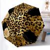 1pc Leopard Heart Floral Combination Pattern Sturdy 8-Bone Auto Umbrella, Bright Umbrella, Digital Printed, Foldable Umbrella for On-the-Go Outdoor Us