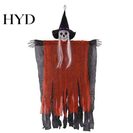 Scary Hanging Halloween Prop 38" Witch Decoration, Spooky Flying Skeleton Ghost Haunted House Decorations for Outdoor, Indoor Porch Yard Patio