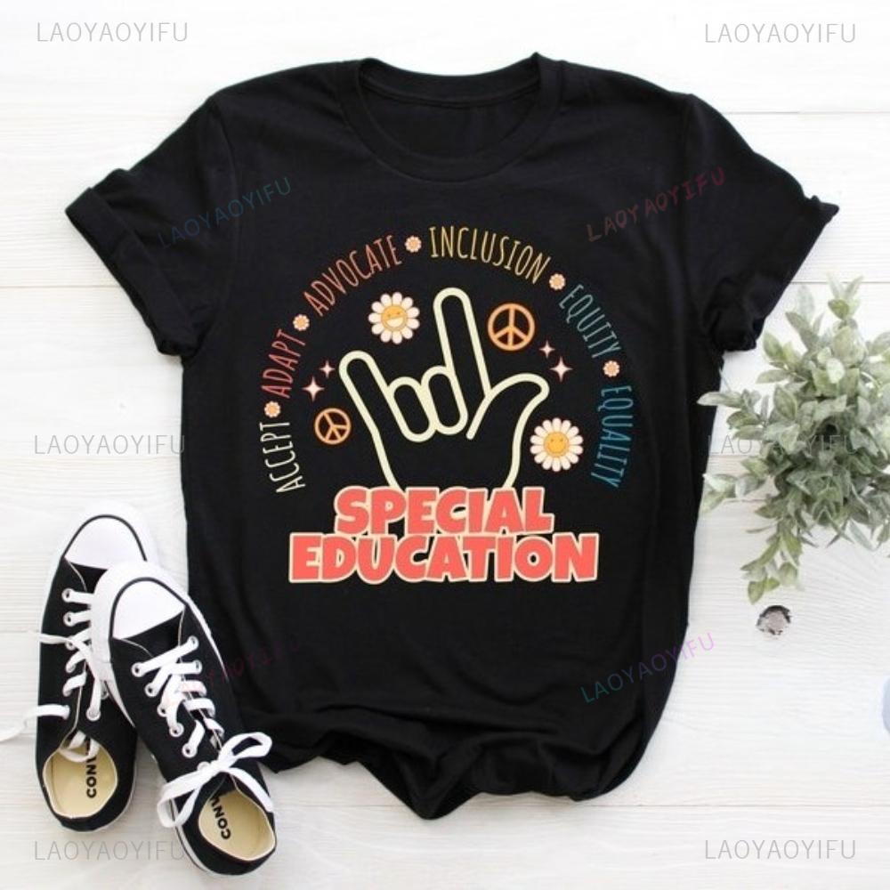 Autism Awareness Shirt Women Special Education Teacher Tshirt Inspirational Graphic Tee Fashion Crewneck Women Casual Tops S
