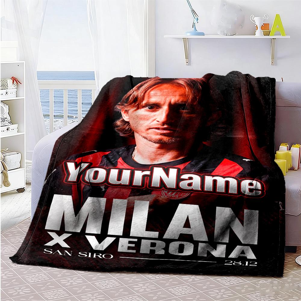 Ac Milan Customize Your Name Blanket Lightweight Personalized Blanket Warmthful Decor Great for Picnics Nap Office Bed Four Seasons Universal