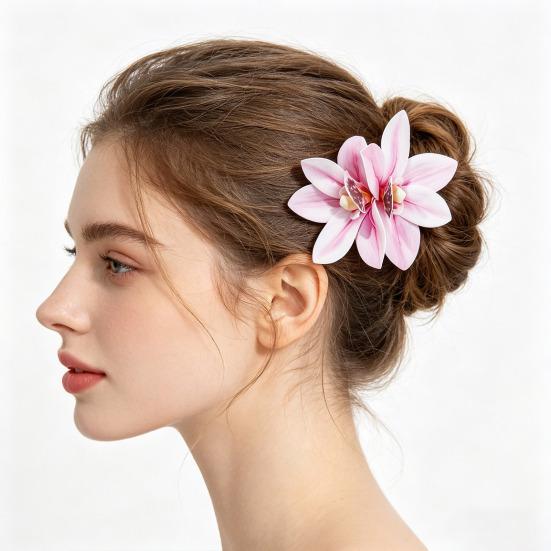 Women Hairpin Simulated Flower Shape Colorfast Hair Clip Back Head Hair Claw Daily Wear Party Hair Accessory