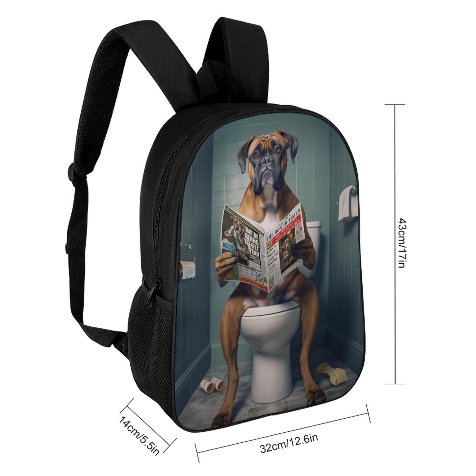 

Собака боксер на унитазе 17-дюймовый школьный рюкзак школьная сумка для подростка мальчика bolso mochila mochilas de hombre bolsa bag mochila mochilas