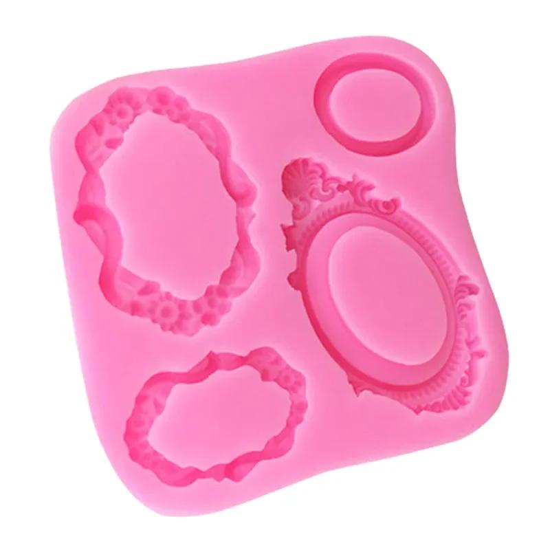 Vintage Rectangle Frame Creative Handmade Mould Silicone 3D Mirror Frame Molds DIY Cake Decorating Fondant Tools Accessories