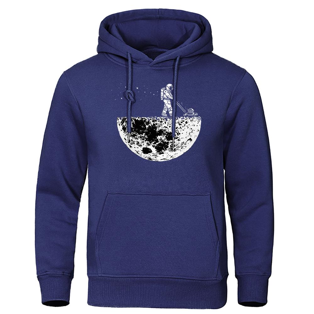 Astronauten Jäten Auf Dem Mond Kreativitätsdesign Einfacher Mann Sweatshirt Fleece Kapuzenpullover Herbst Hoodies Harajuku Unisex Kleidung