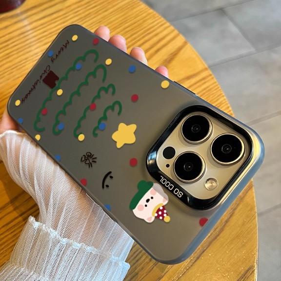 Applicable to Apple 11/11pro mobile phone case simple Xiaomi large hole colored silver Huawei autumn and winter mate line Christmas tree