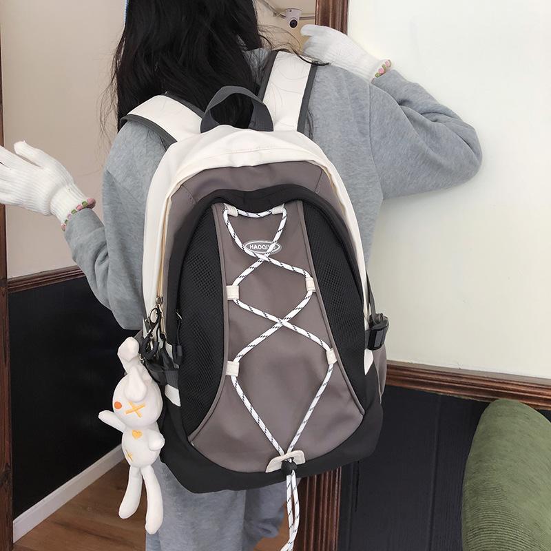 Schoolbag1011 New Korean Dopamine Backpack Female Neutral Large Capacity Drawstring Harajufeng Junior High School Student Schoolbag