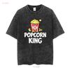 Popcorn King Machine Movie Snack Maker T Shirt Men vintage Washed Comfortable graphic Top For Everyday Wear Stretched Unisex