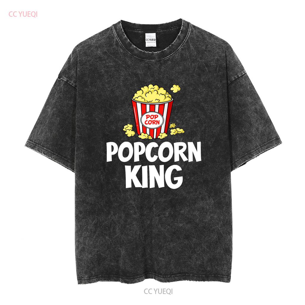 Popcorn King Machine Movie Snack Maker T Shirt Men vintage Washed Comfortable graphic Top For Everyday Wear Stretched Unisex