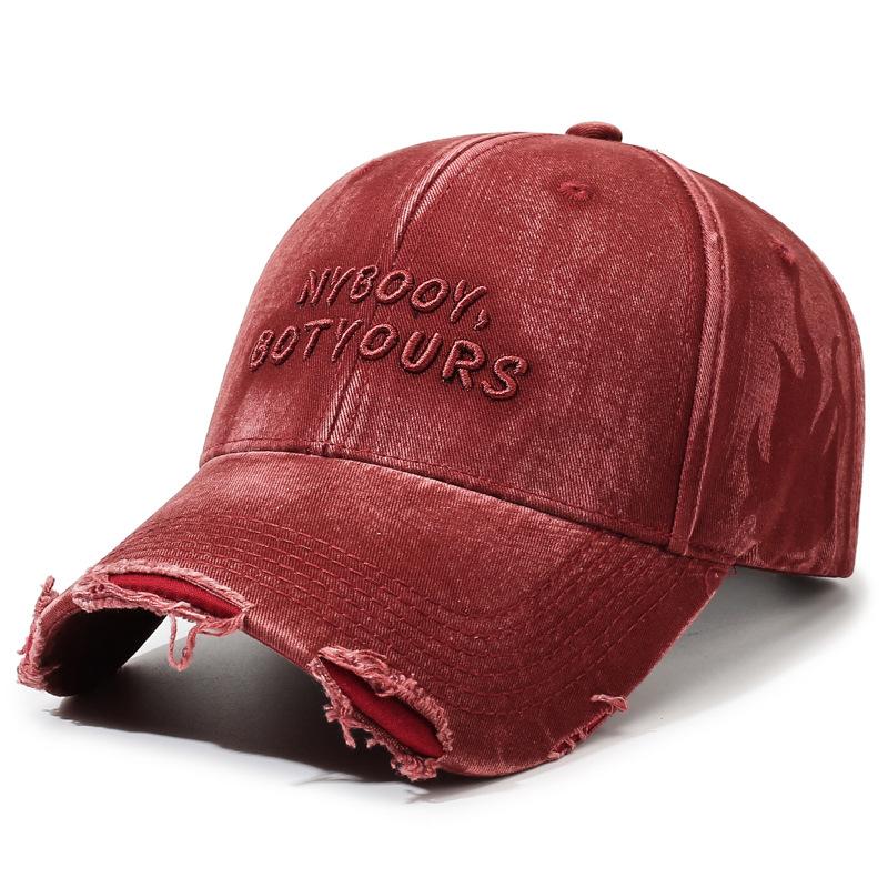 Fashion Washed Retro Embroidered Alphabet Baseball Cap Men S And Women S Outdoor Versatile Shade Cap Adjustable красный