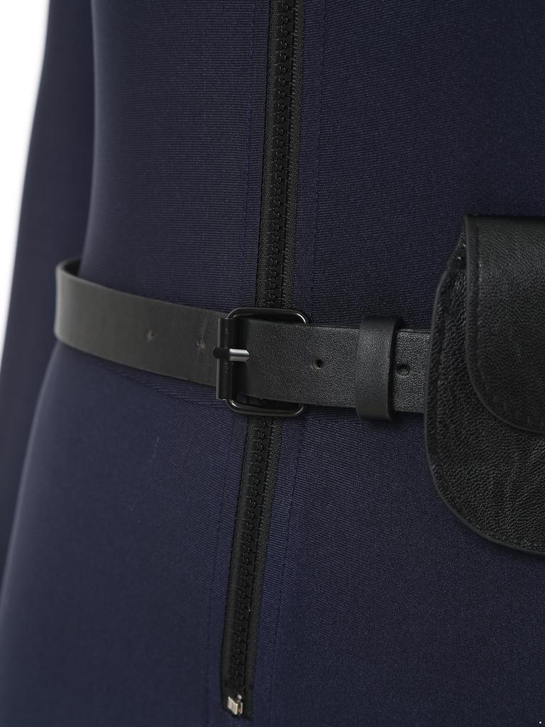 Women Policewoman Costume Long Sleeve Lapel Collar Zipper Bodysuit Uniform Belt Purse Dirty Cop Set