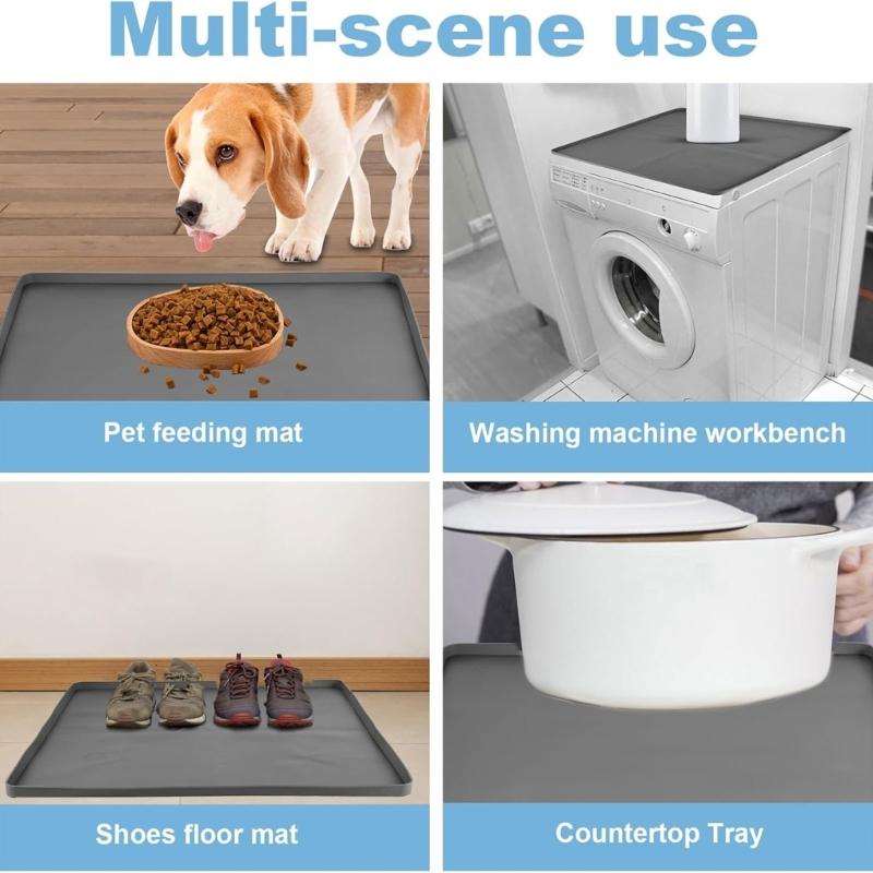 Small Fridge Silicone Mats 23.62x23.62in Washable Drip Pan with Raised Edge Design Protective Mats for Easy Cleaning