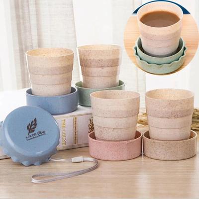 Venkovní výsuvný cestovní šálek na kávu Teleskopické skládací šálky z pšeničné slámy Přenosné aktivity Skládací šálky na vodu