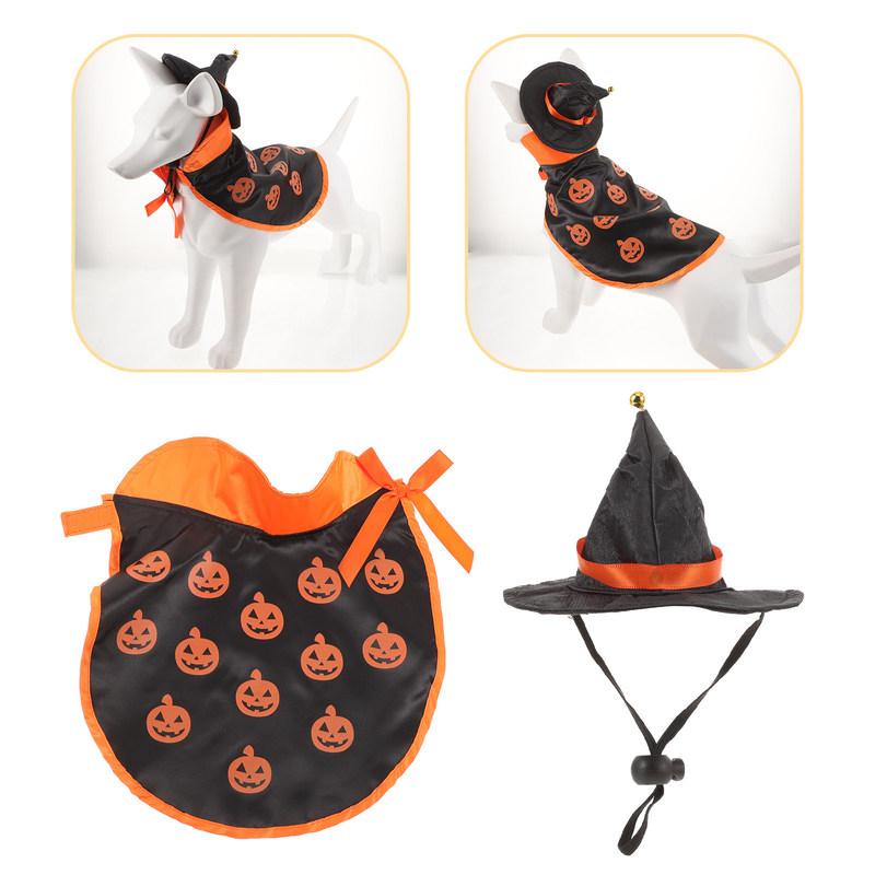 1Set Enchanting Pet Cloak Costume Set Halloween Magic Theme Fine Craftsmanship Long Serving Life Daily Use Party Photo Shoot