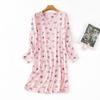 Spring Autumn Women Nightgown Round Neck Cartoon Printing Long Sleeves Loose Pullover