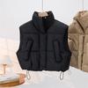 2026 Autumn and Winter New Thick Loose Short Sleeveless Casual Cotton Vest Waistcoat Stand-up Collar Vest Women N01