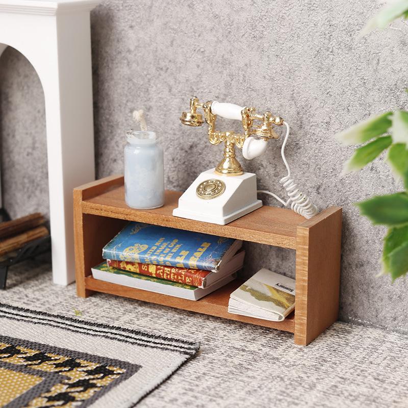 1/12 Dollhouse Mini Wooden Storage Rack Shelf Dollhouse Living Room Furniture Decoration Doll House Ornament Pretend Play Toy