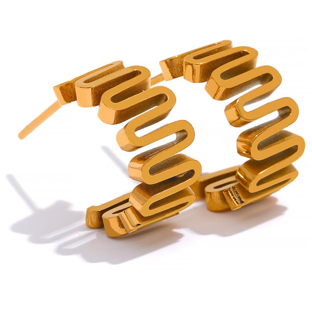 Yhpup Minimalist Metal Twisted Gold Color Stainless Steel Geometric Small Hoop Earrings Rust Proof Fashion Vintage Chic Jewelry