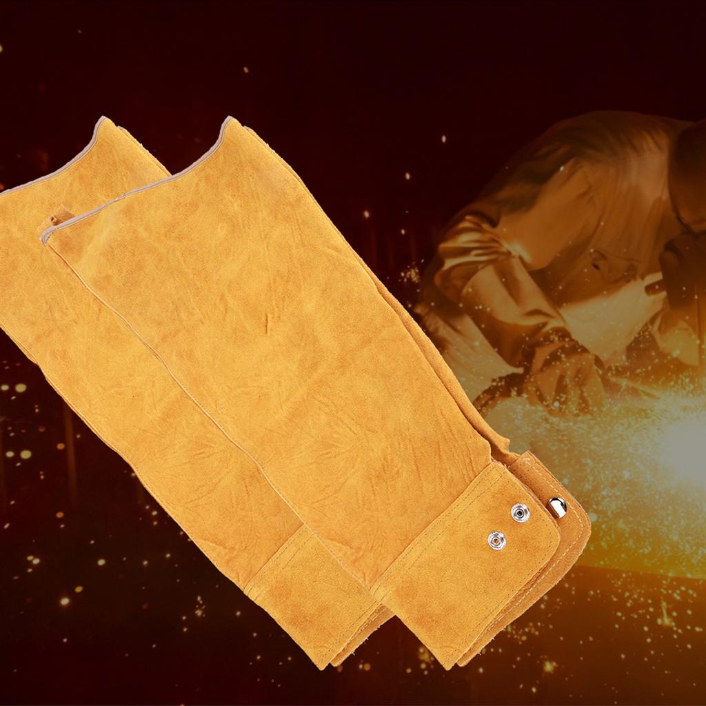 Pair Heat Resistant Welding Sleeve Spark Resistant Protective Cowhide Sleeves for Welder