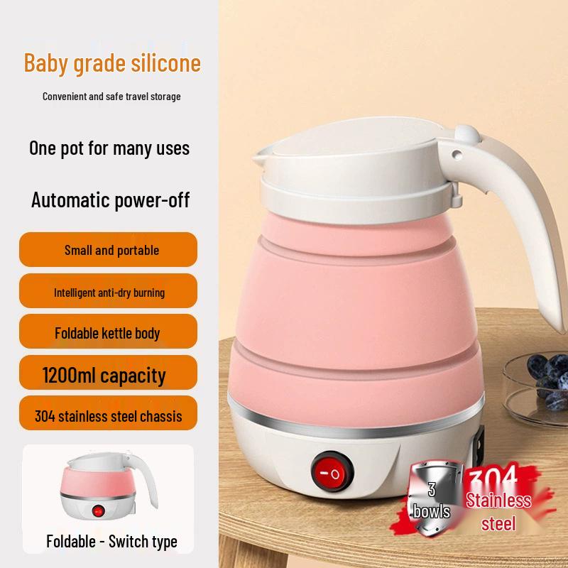 Kompakter faltbarer elektrischer Reisewasserkocher - Silikon, für eine Person, perfekt für Studentenwohnheime und zum Wasser kochen