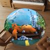 1pc Bear Squirrel Round Chair mat Area Rug - Non-Slip, Floor Mat for Office, Bedroom, home decor Christmas Gift p0811280