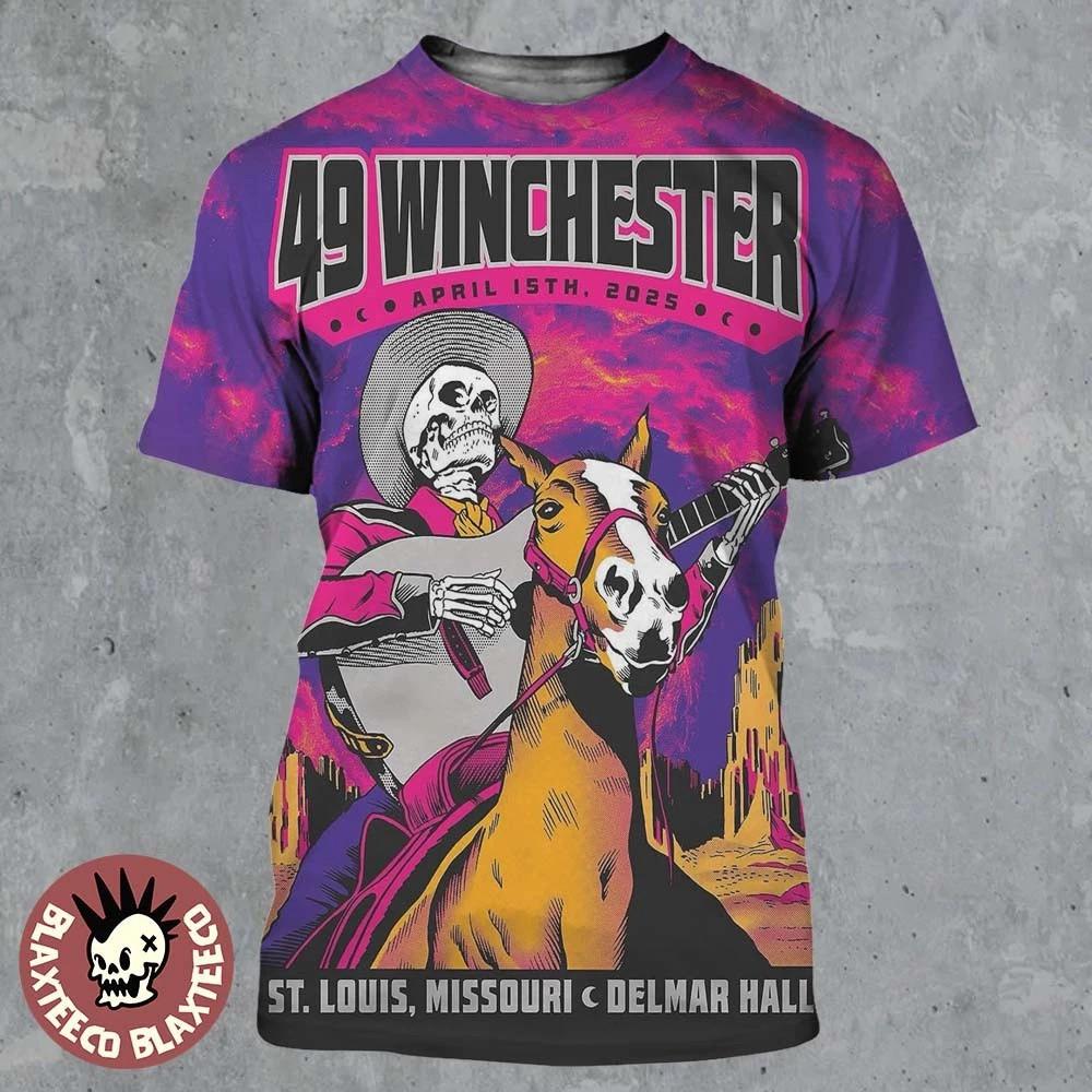 49 Winchester St Louis Delmar Hall Skeleton Cowboy Artwork T-Shirt TA170 Unisex T-Shirt L