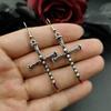 Gothic Statement  Red Bloody Cross nail Dark Punk Ancient Silver Skull Coffin Cross Earrings Alt Accessories for Women