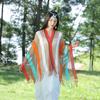 Tourism Ethnic Style Cloak Spring and Autumn Travel Vacation Knitted Hollow Scarf Large Cloak Comfortable and Breathable Shawl