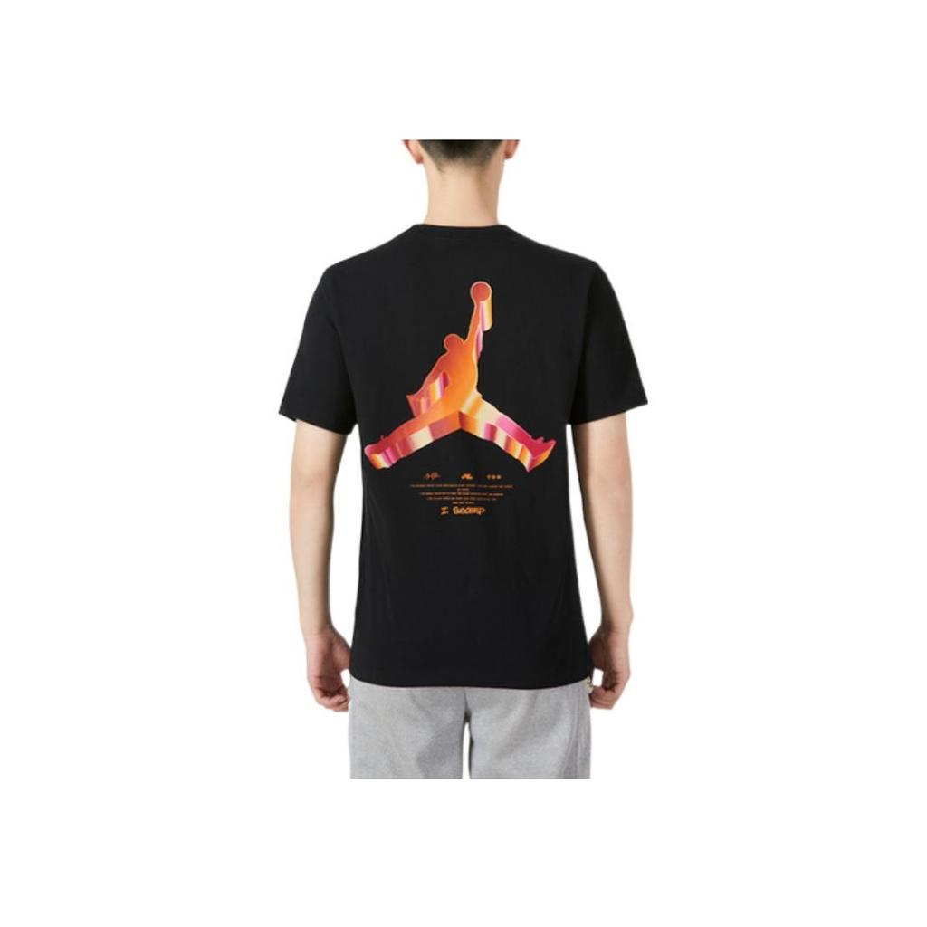 Jordan Printed Logo Solid Color Crew Neck T-Shirt Men Tops Black DH8967-010