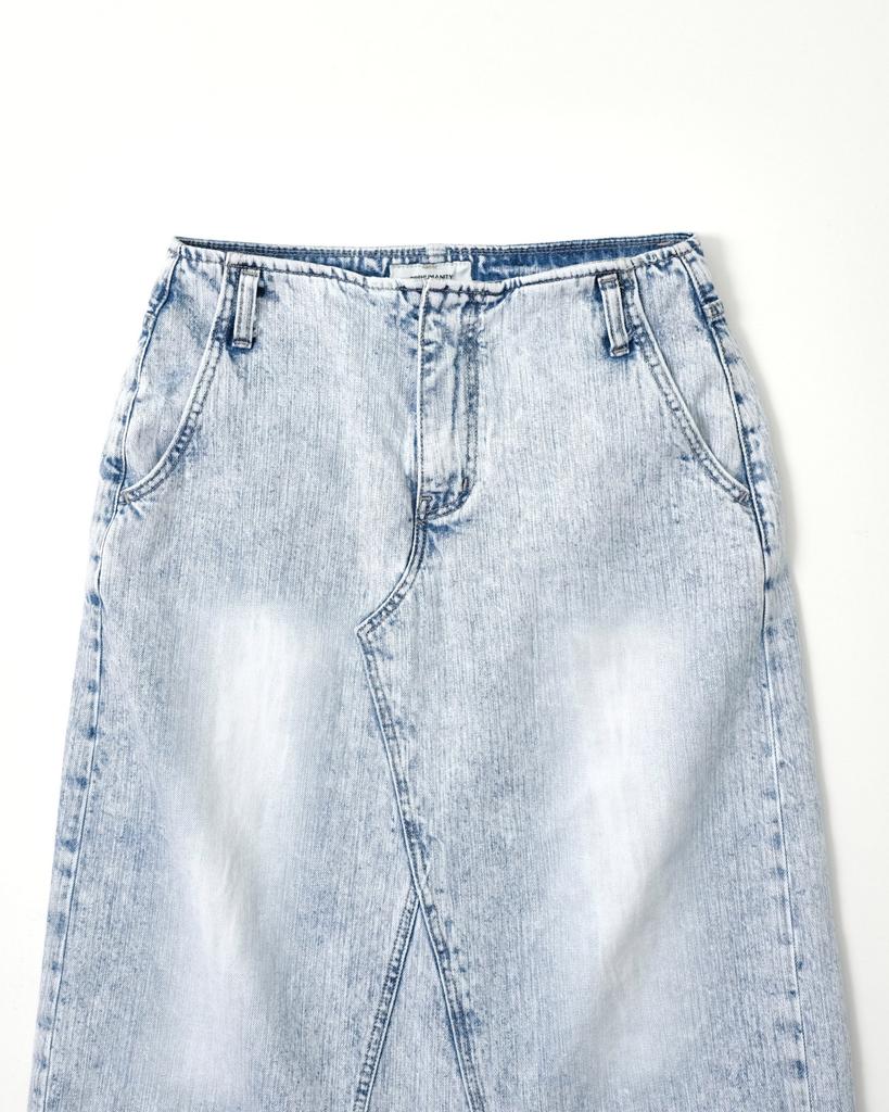 999Hyumeoniti Maxi Belted Denim Skirt (Icy)