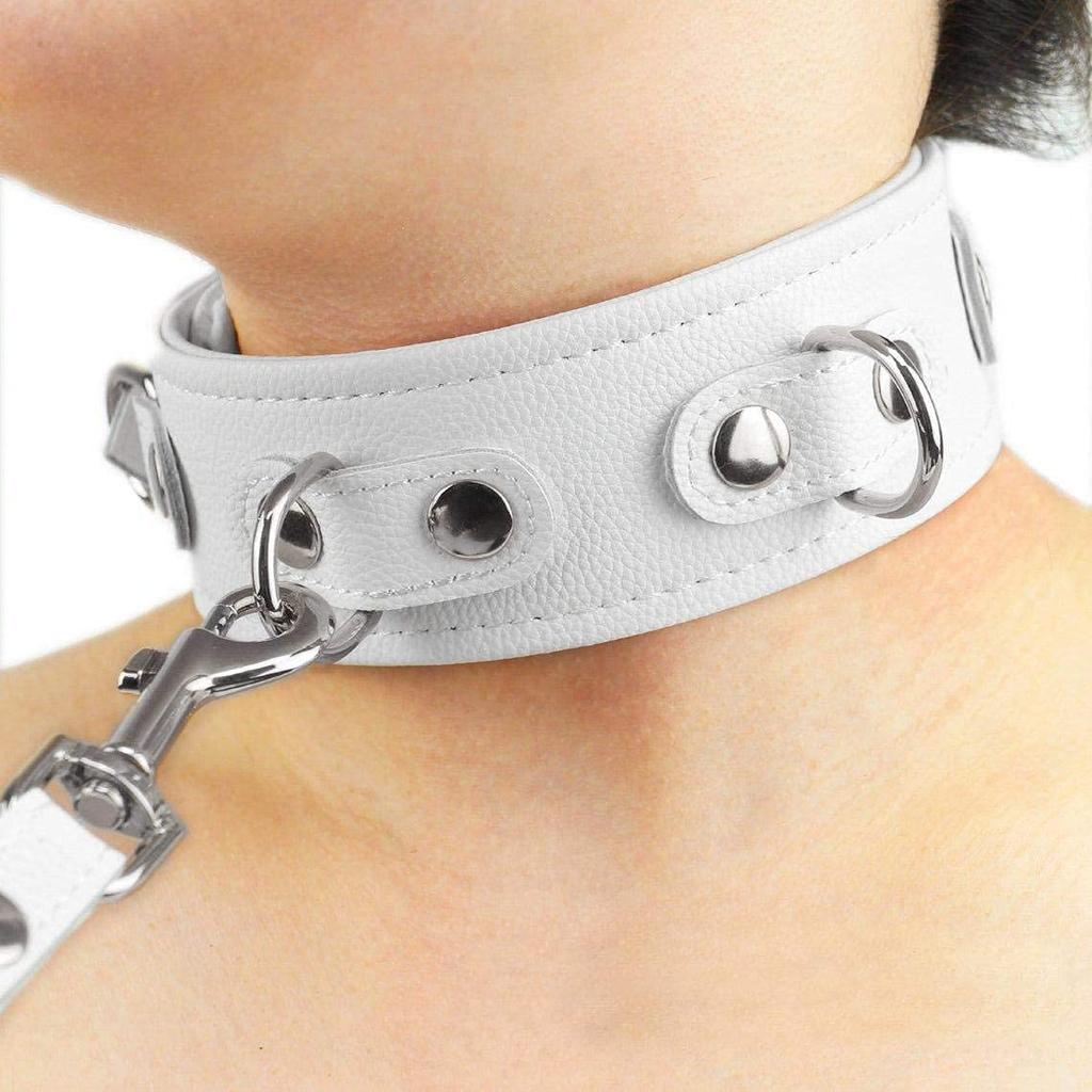 Liebe Seele SM Goods Cosplay Restraints High Quality Cosplay X Silver Metal Collar, Handcuffs, Set, (White Fittings)