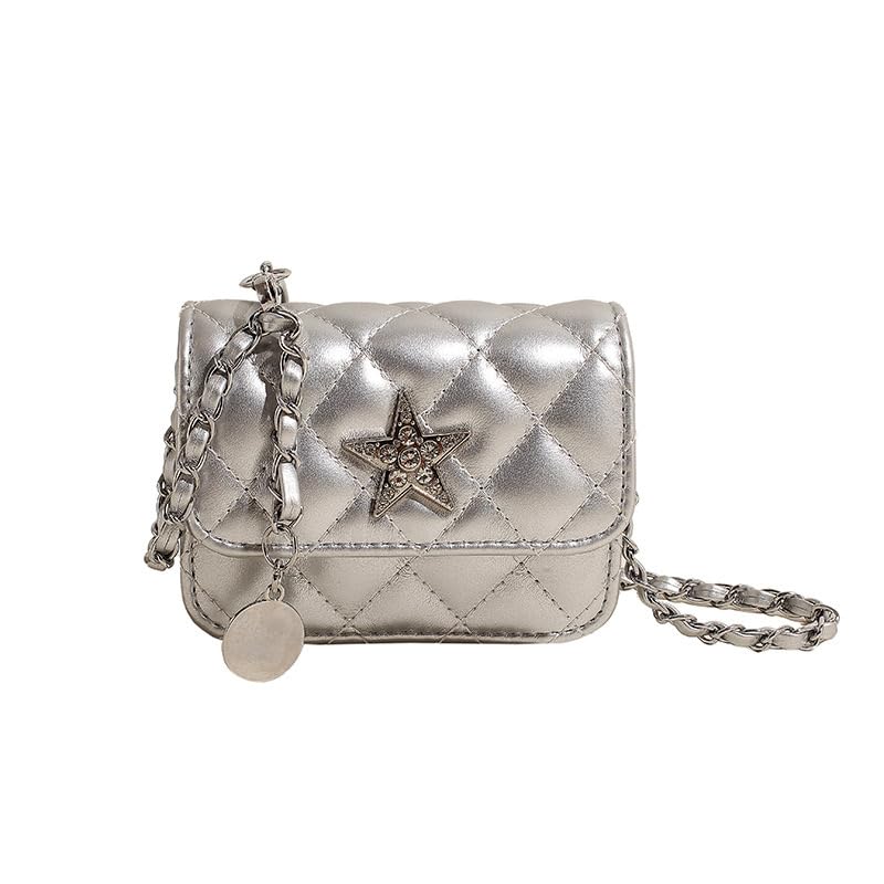 

Star Chain Mini Bag Shoulder Mini Pouch Black Silver Ladies Popular Cute [AVANCE] (Silver) [Product]