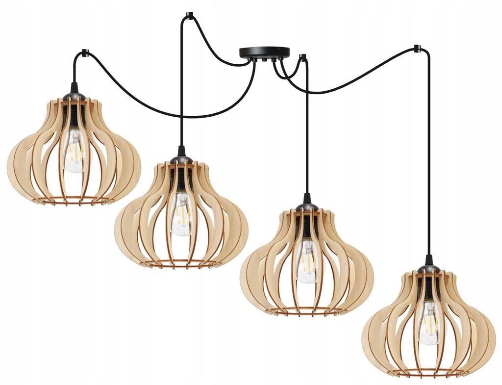 Hanging Lamp, Ceiling Chandelier, Wooden, Led Lampshade