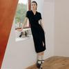 Laengsseon Ls_Side Slit Sleeved Long Dress