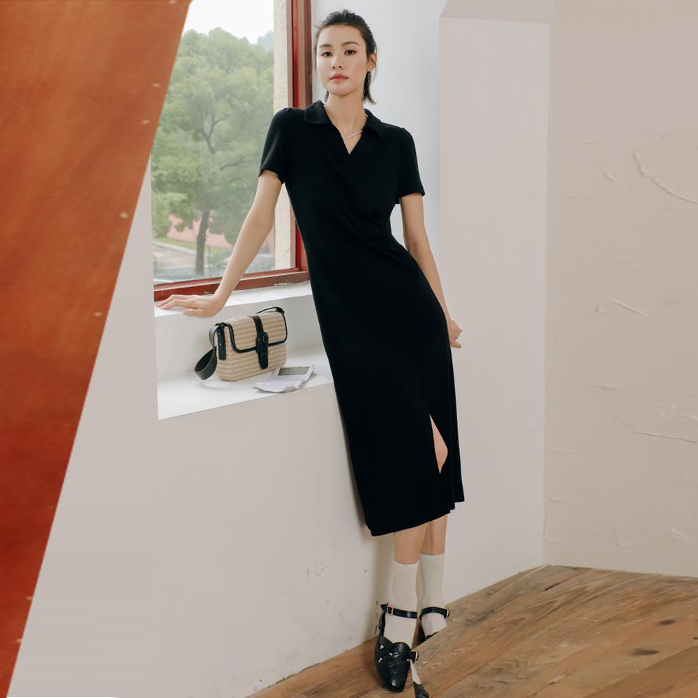Laengsseon Ls_Side Slit Sleeved Long Dress