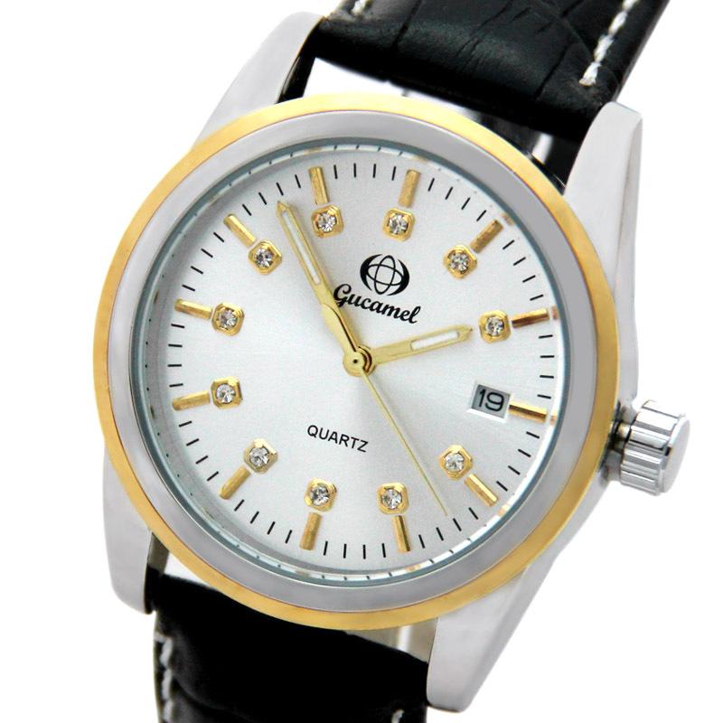 GUCAMEL New Men's Watch Business Casual Belt Double Calendar Quartz Watch for Men