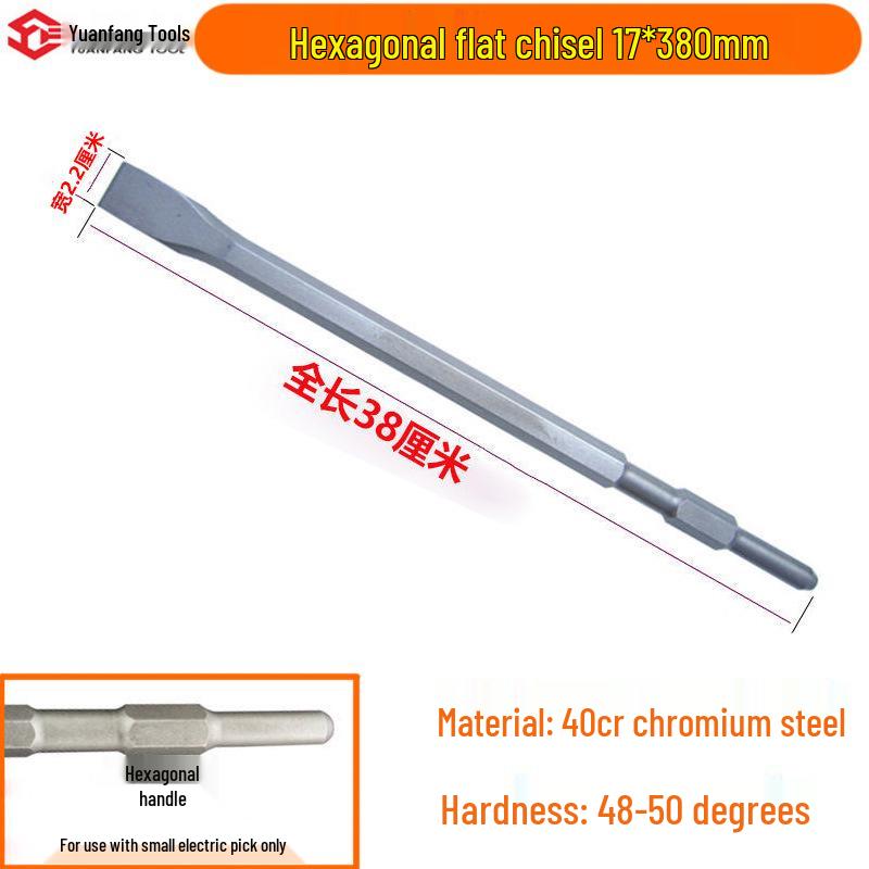 Electric Hammer Drill Set: Square/Round Shank with Pointed, Flat, U-shaped Chisels, Pick Head, Shovel, and Slotting Through-wall Drill.